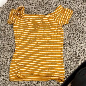 GUESS Striped Mustard Yellow Women's Top
